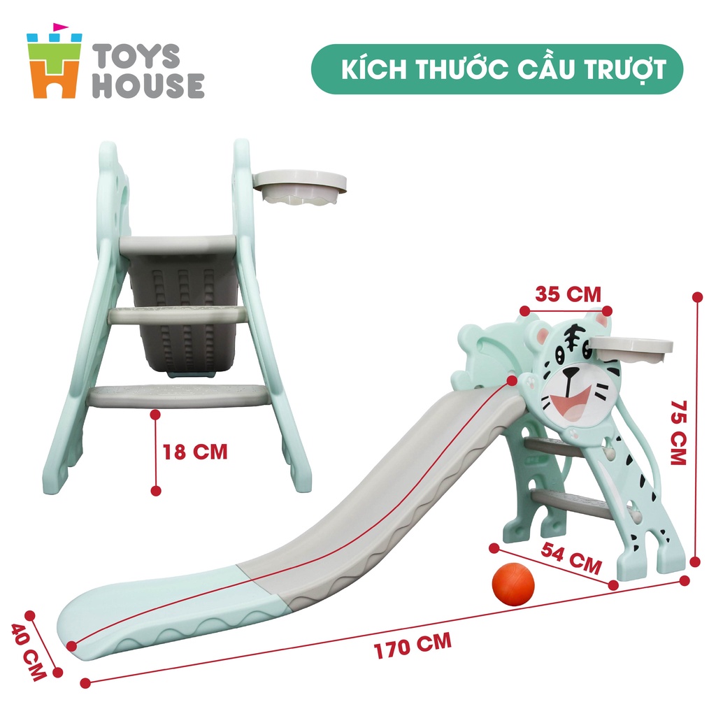 Cầu trượt kèm Khung bóng rổ cho bé Toys House WM19024, hàng chính hãng cao cấp