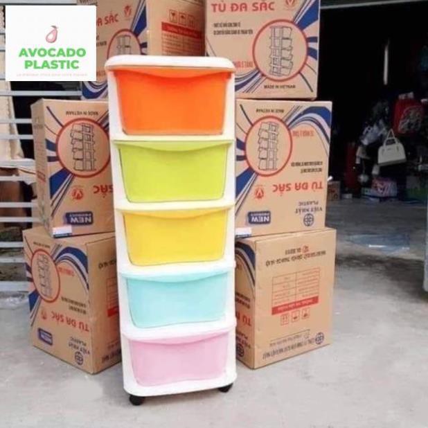 Tủ đa sắc, tủ nhựa 5 tầng, tủ nhựa có bánh xe nhựa Việt Nhật