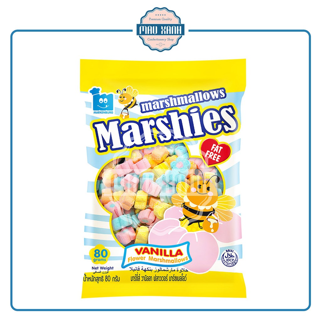 Kẹo Bông Gòn Marshmallow Marshies Hương Vani Hình Bông Hoa (gói 80g)
