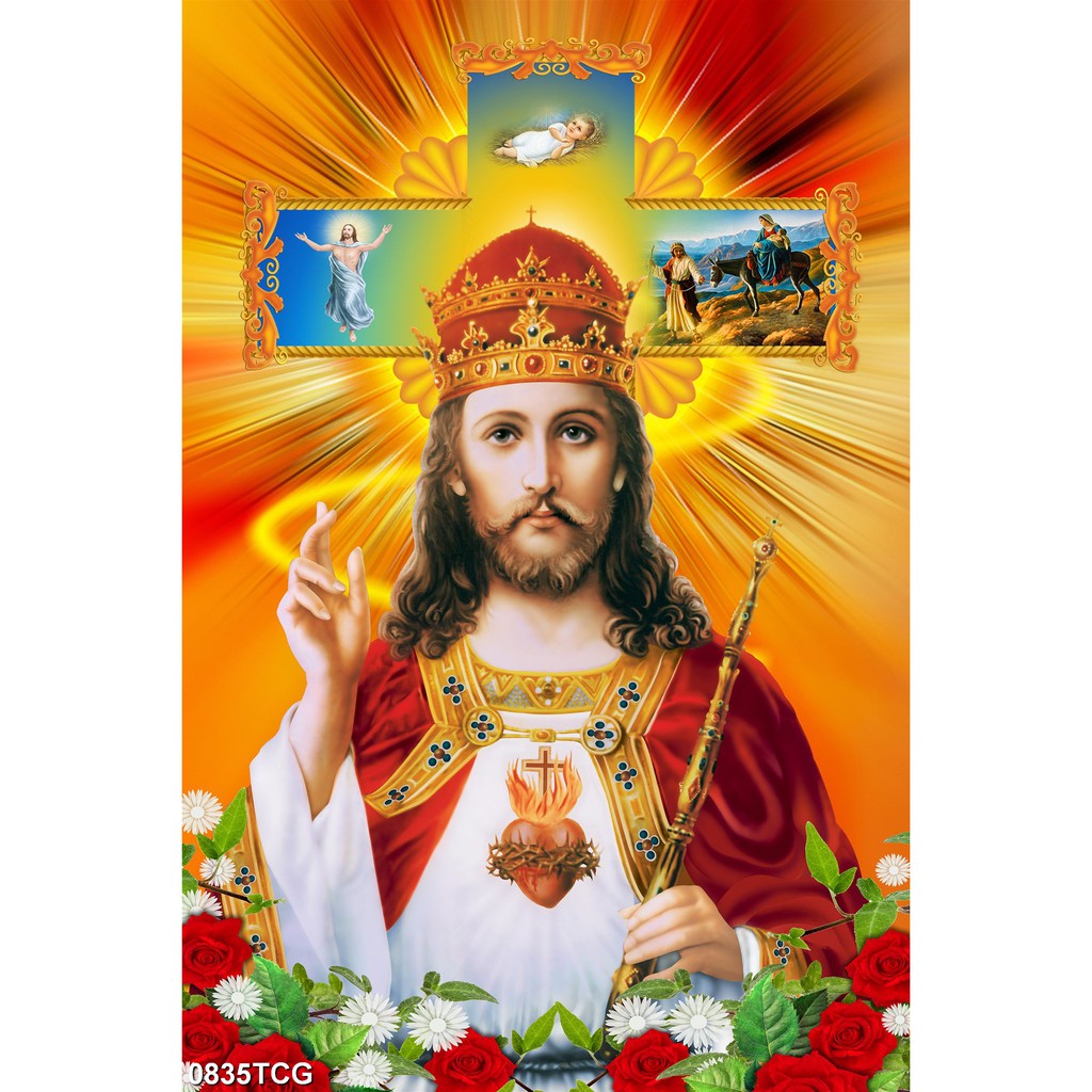 Tranh dán tường 3d hình Chúa Jesus, Hình Đức Mẹ Maria, Tiệc ly, Gia Đình Thánh Gia