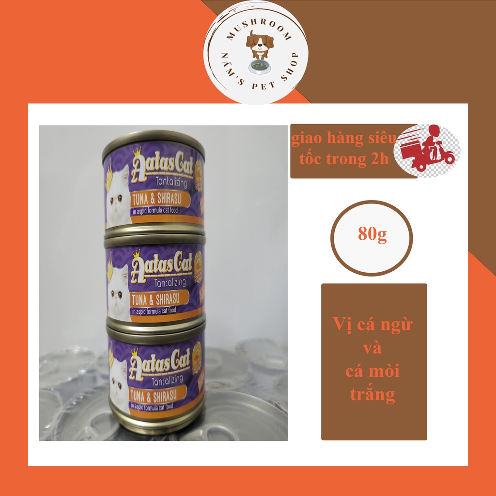 Pate mèo mọi lứa tuổi - Pate Aatas 15 vị lon 80gr