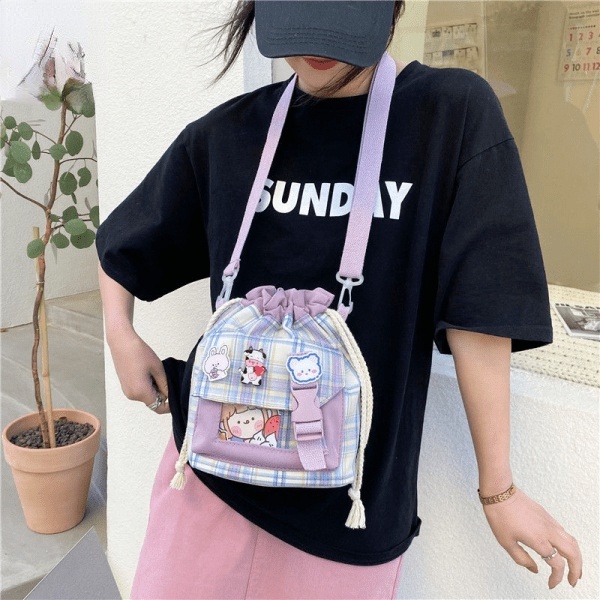 Túi Đeo Chéo Vải canvas Kiểu Dáng Dễ Thương Xinh Xắn Cho Nữ