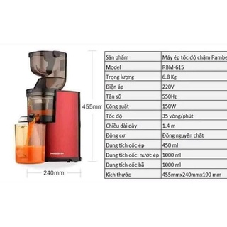 Máy ép chậm Ranbem 611( Bảo hành 6 tháng)