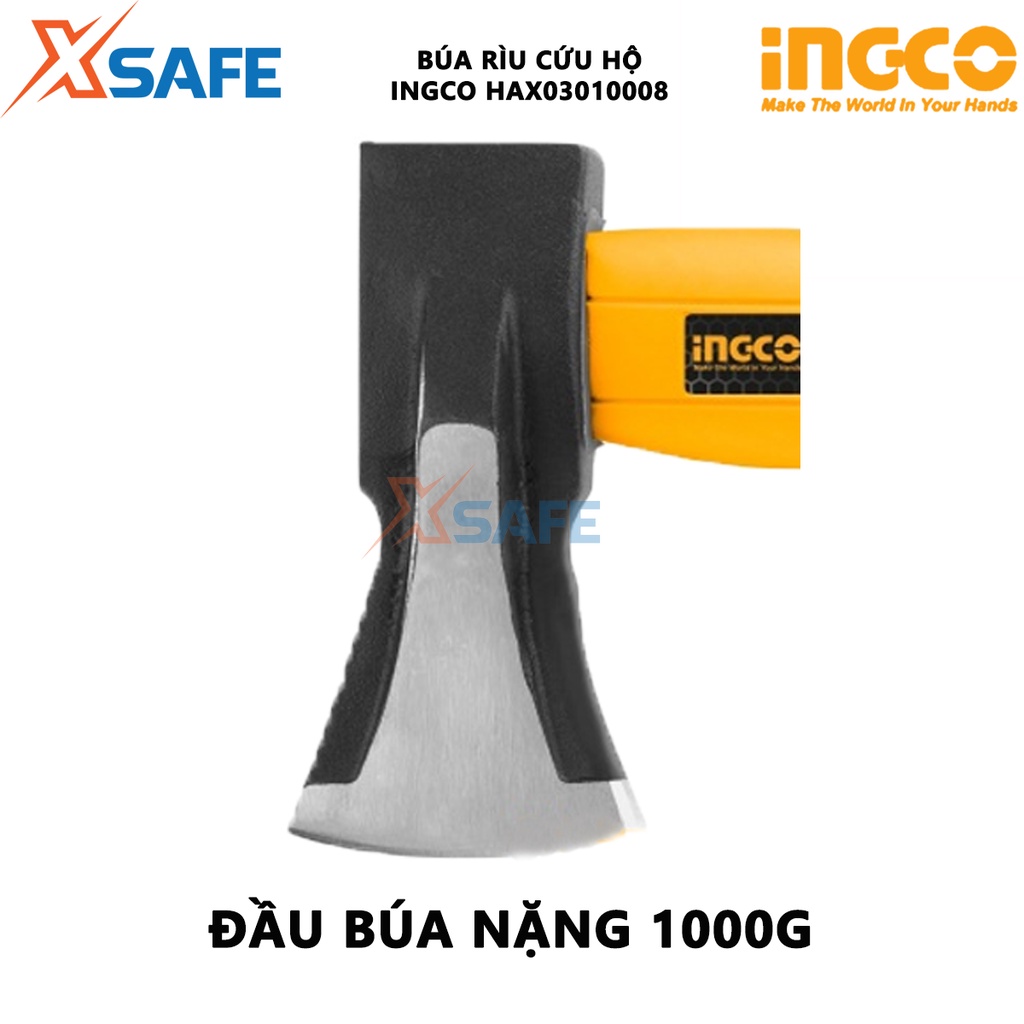 Búa rìu cầm tay INGCO HAX03010008 Búa rìu cứu hộ chuyên dùng cho lính cứu hỏa, nhân viên cứu hộ phá khóa - [XSAFE]