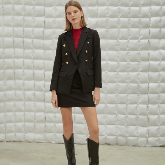 [Mã WABRCCS1 giảm 10% đơn 99K] COCO SIN - Áo Blazer Đen Đính Nút Gold