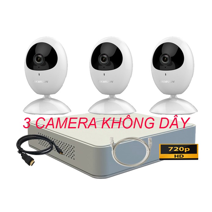 Bộ 3 camera không dây+ Đầu ghi 4 kênh HD 720P Hikvision. Gọi để có giá tốt nhất.