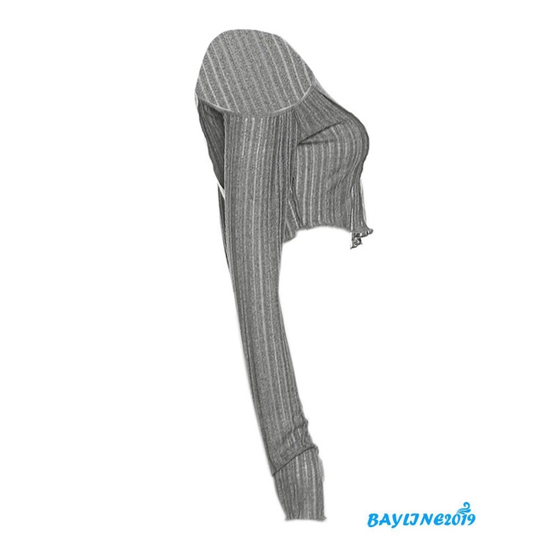 Áo Croptop Tay Dài Dáng Ôm Màu Trơn Quyến Rũ Dành Cho Nữ