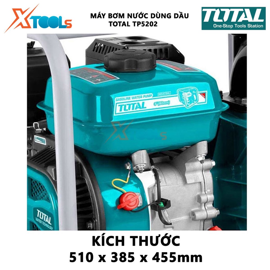 Máy bơm nước dùng dầu TOTAL Máy bơm nước mini chạy dầu Công suất 3.8H-8.3 HP Dung tích xi lanh 227cc-418 cc bơm tưới cây