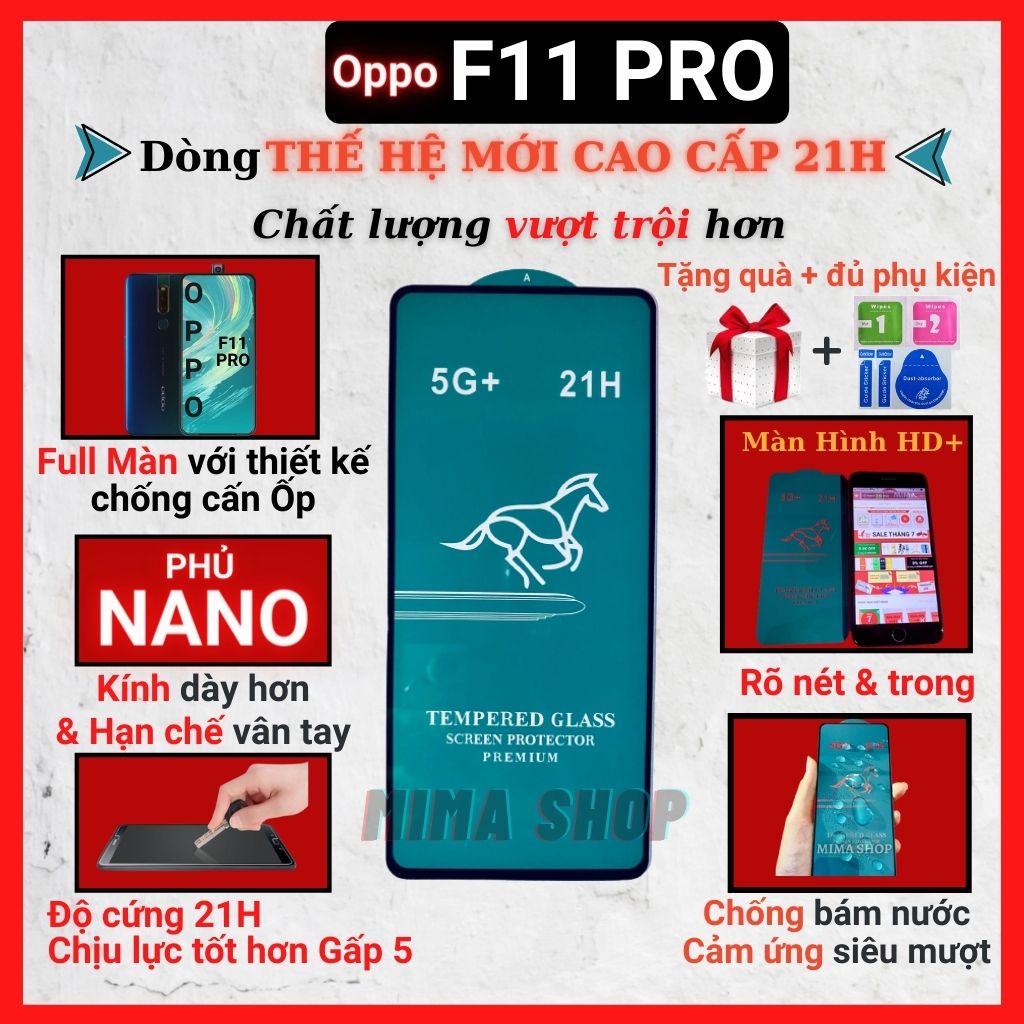 Kính cường lực Oppo F11 Pro Full màn cao cấp OG+ độ cứng 21H siêu mượt chống bám vân tay [MIMA]