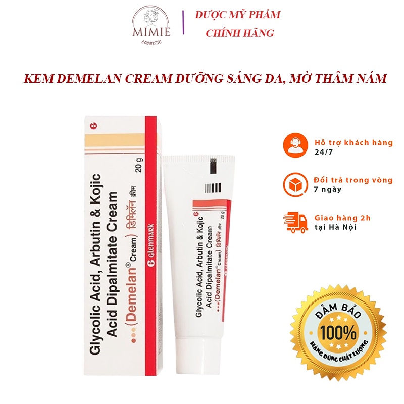 Kem Demelan Cream Dưỡng Trắng Da, Mờ Nám, Giảm Thâm 5% Arbutin, 10% AHA Tuýp 20Gram