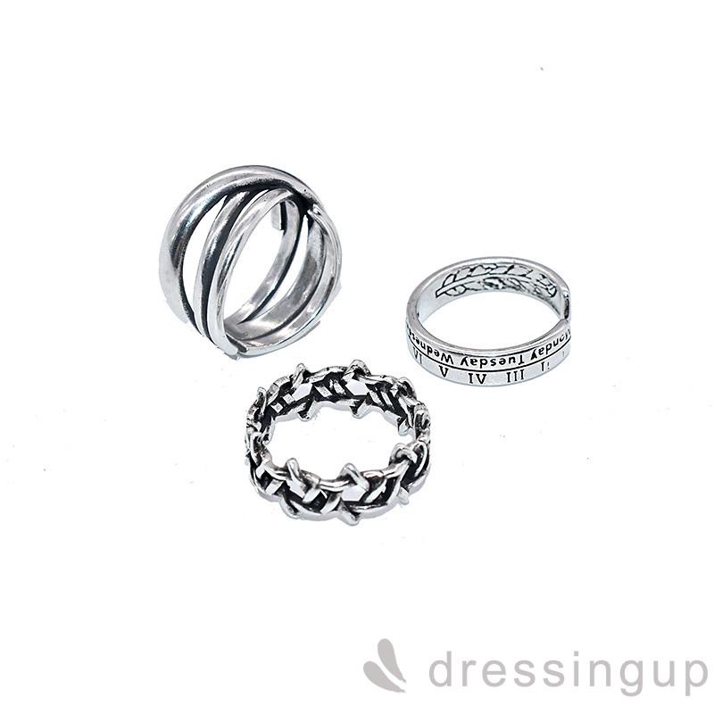 Nhẫn mạ bạc khắc chữ phong cách cổ điển