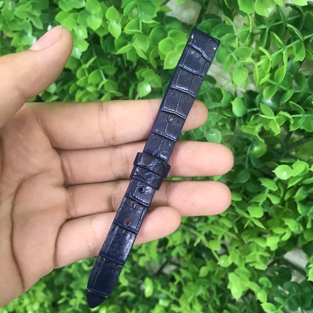 Dây da đồng hồ nữ da cá sấu mầu xanh cao cấp da bò đủ size12m/14m/16m/18m/20m/22m