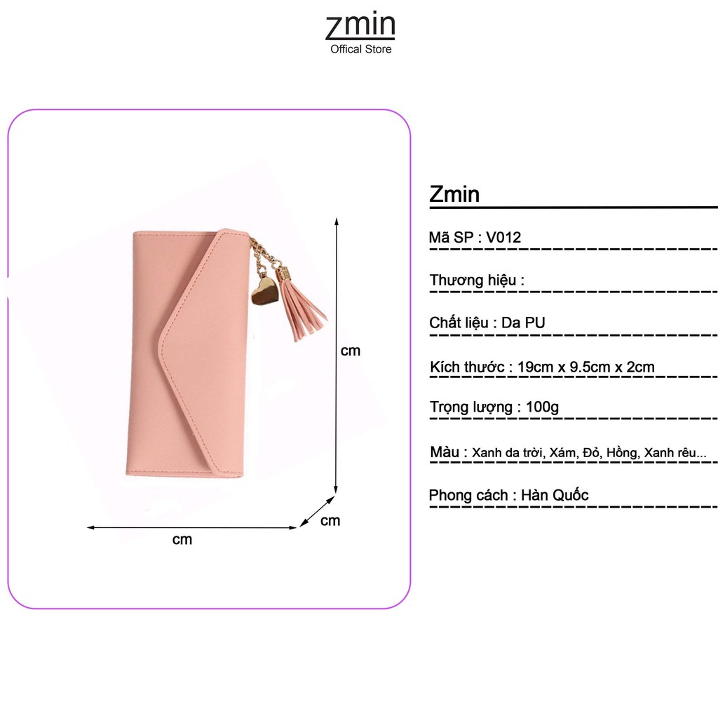 Ví bóp nữ dài cầm tay Zmin, chất liệu cao cấp đựng vừa điện thoại - V012