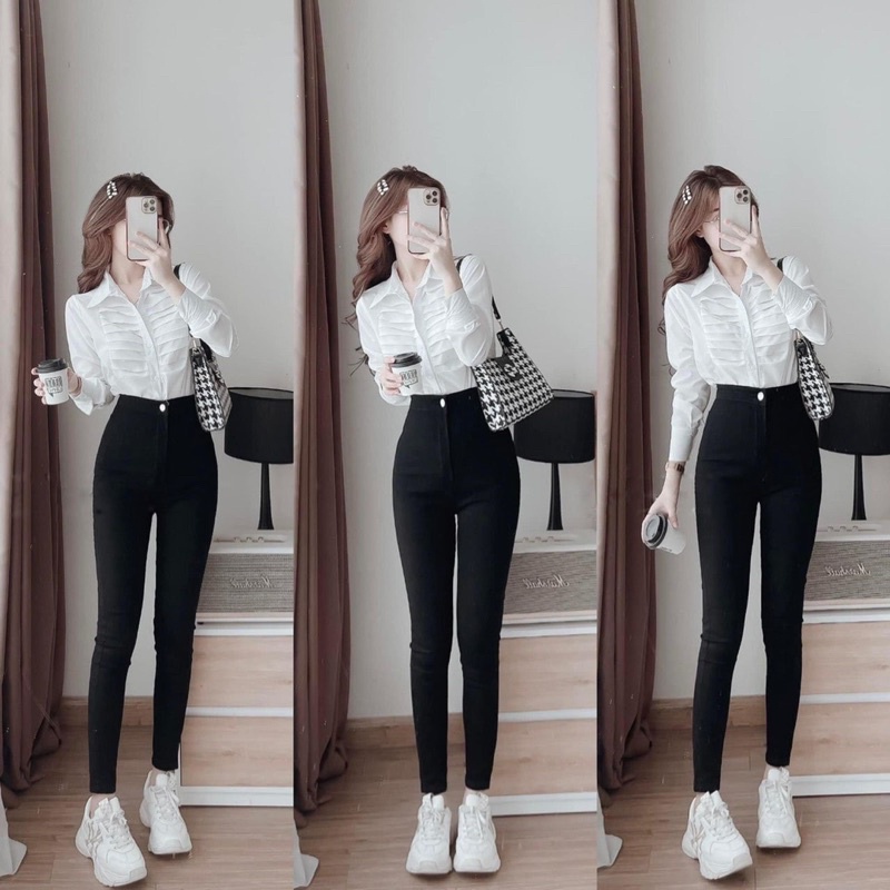 Áo sơ mi trắng nữ áo kiểu nữ Hàn Quốc chất vải mềm mát cao cấp - Mã A614 | BigBuy360 - bigbuy360.vn