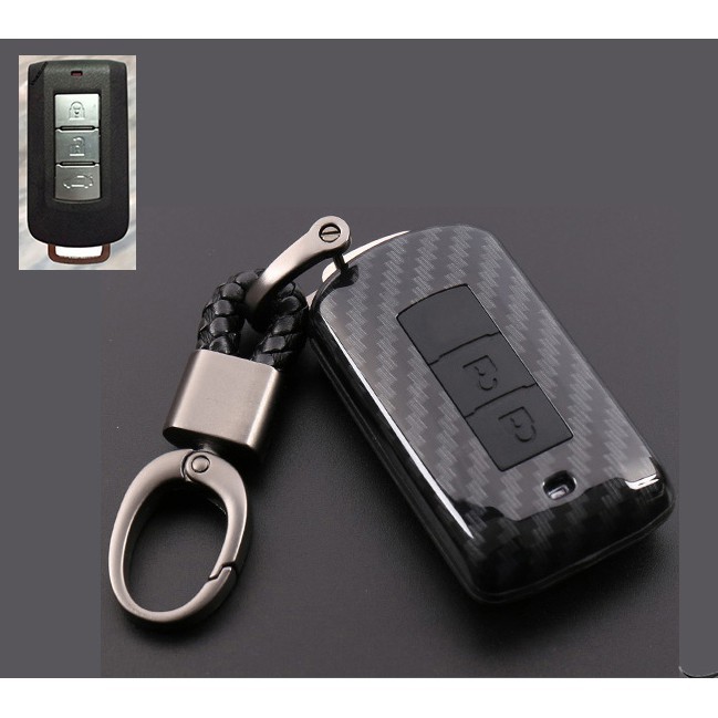 Bao da chìa khóa carbon xe Mitsu Xpander- kèm móc khóa.