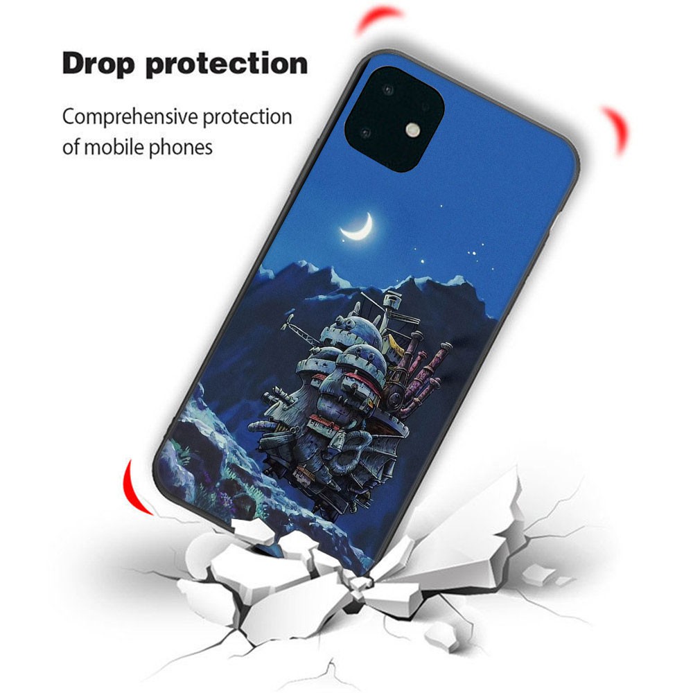 Ốp điện thoại họa tiết hoạt hình Lâu đài bay của pháp sư Howl cho iPhone 11 Pro Max XS MAX XR X 8 7 6s 6 Plus SE 2020