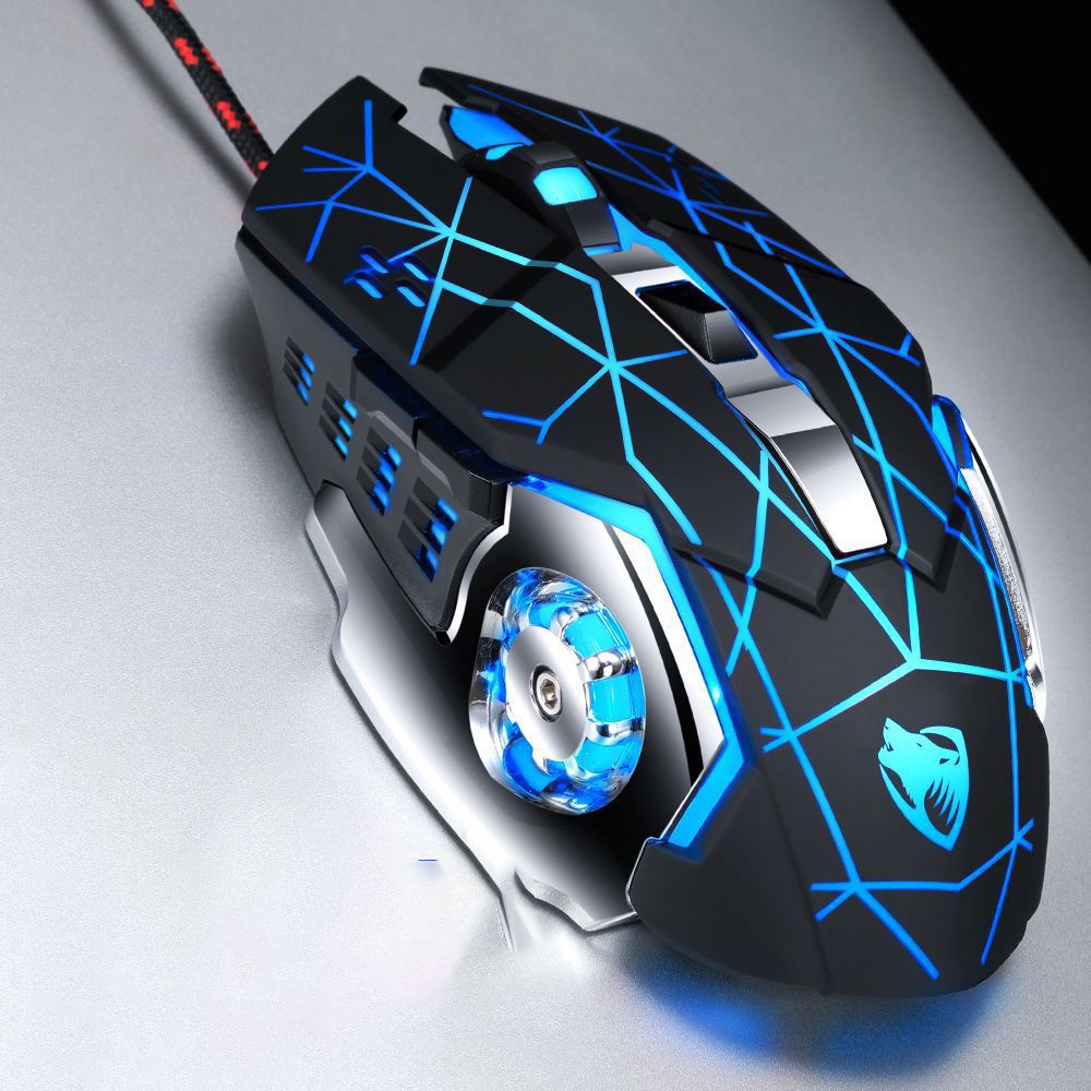 Chuột Gaming Có Dây V6 Có Đèn Full Led Đổi Màu Liên Tục, Siêu Nhạy, Đế Di Kim Loại Chơi Game Cực Đã