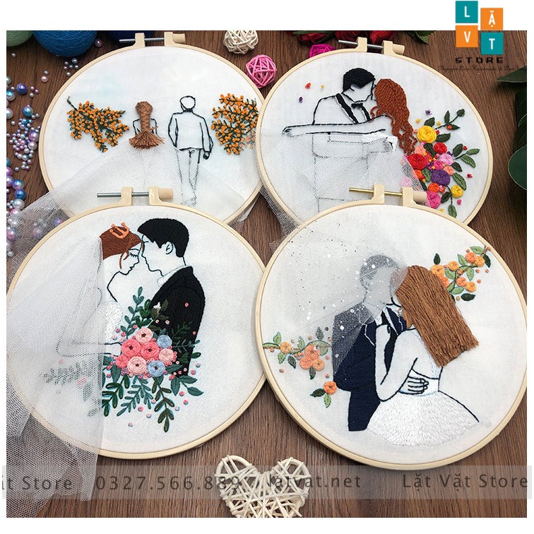 Bộ thêu chỉ thủ công Marry Me cho người mới bắt đầu - Tặng đám cưới, quà yêu nhau - Handmade Embroider