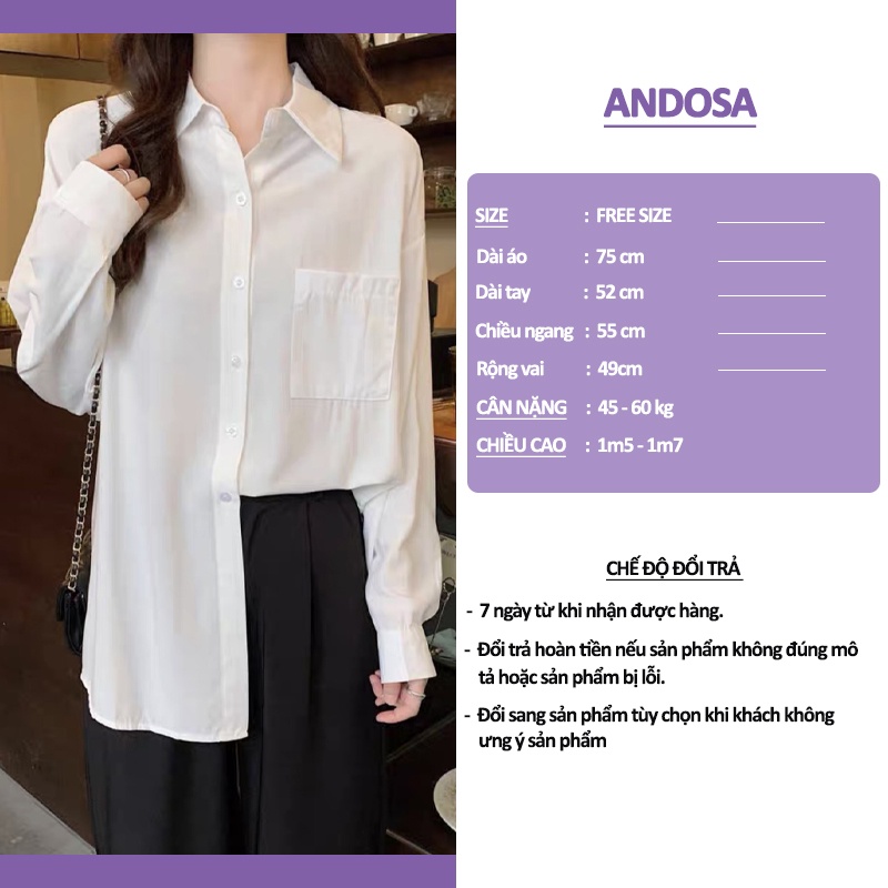 Áo sơ mi trắng nữ kiểu công sở đẹp form rộng tay dài hàng Quảng Châu cao cấp ANDOSA SM11