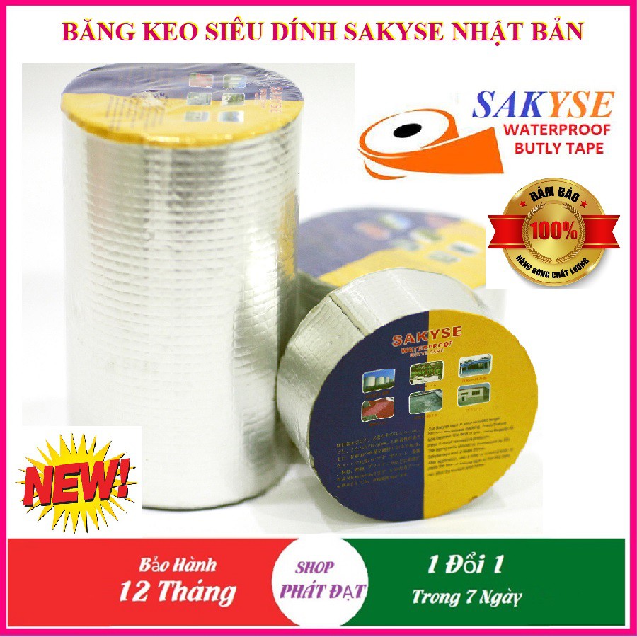 Băng keo chống thấm siêu dính Sakyse Nhật Bản, Băng keo dán tôn chống dột cao cấp Bảo hành 5 năm chất lượng