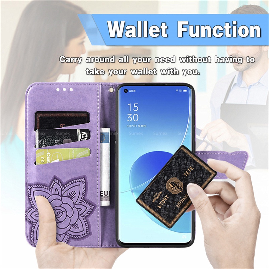 Bao da điện thoại nắp lật có ngăn đựng thẻ chống sốc cho OPPO Reno 6 6Z 6Pro 6 Z 6Z Pro 6Pro 5G 6 CPH2251