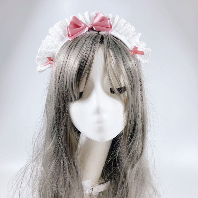 Băng Đô Cài Tóc Phối Ren Nơ Phong Cách Lolita Xinh Xắn Cho Nữ
