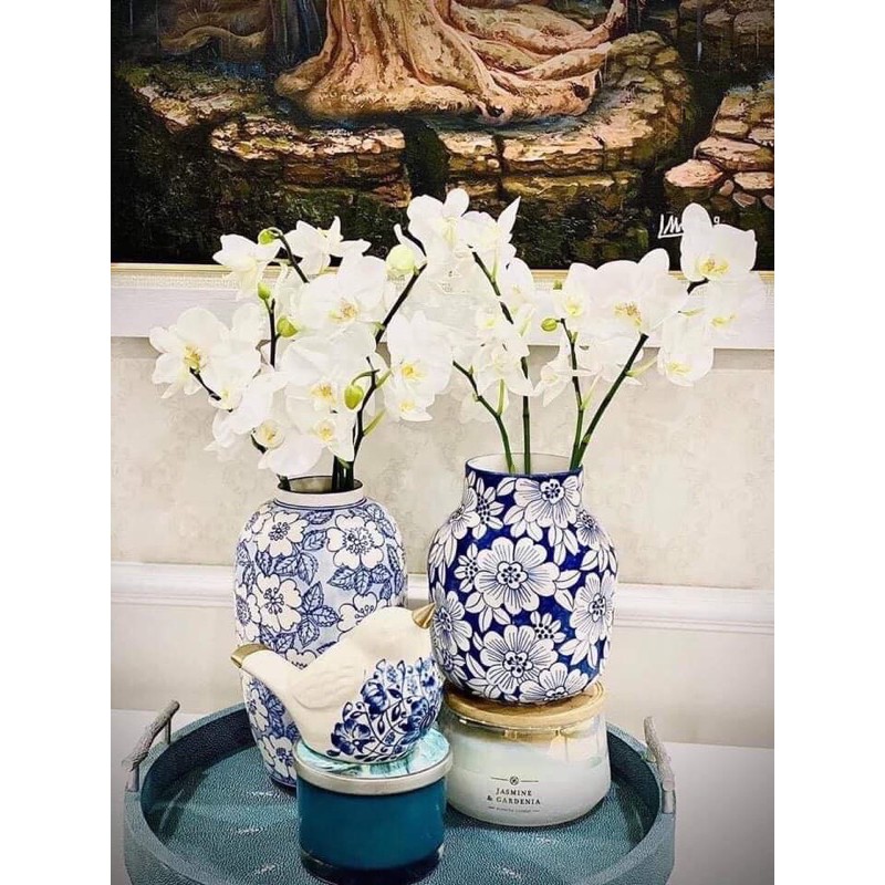 Chim sứ bọc đồng vẽ tay- trang trí nhà cửa,decor Bát Tràng