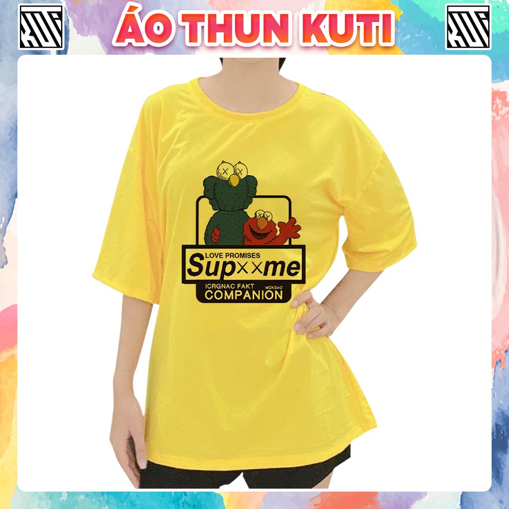 Áo Thun Tay Lỡ KAWS Supre Unisex Kuti Basic Tee Phông Trơn Nam Nữ Form Rộng Freesize Phong Cách Ulzzang Hàn Quốc