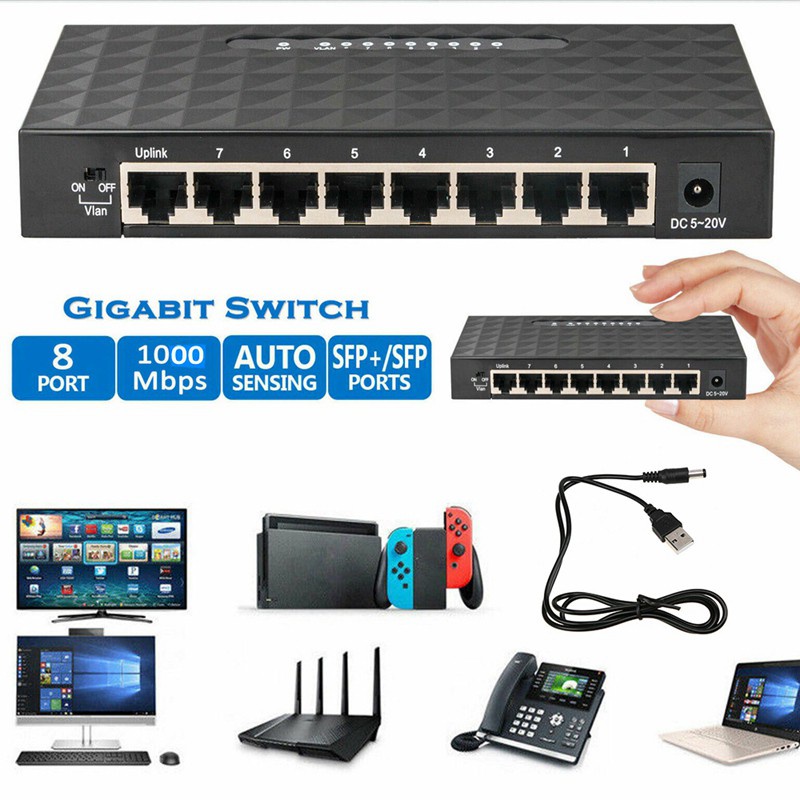 【In stock】 USB Mini Lan Poe Ethernet Network Desktop Switch 8 Port 10 100Mbps H3VN