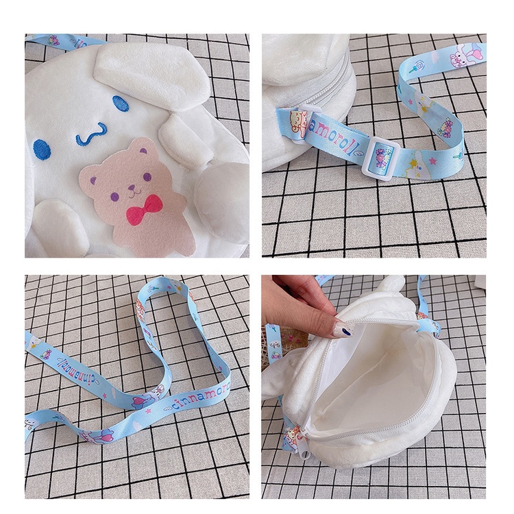 SANRIO Túi Đeo Chéo Hình Kuromi Nhồi Bông Dễ Thương Cho Nữ