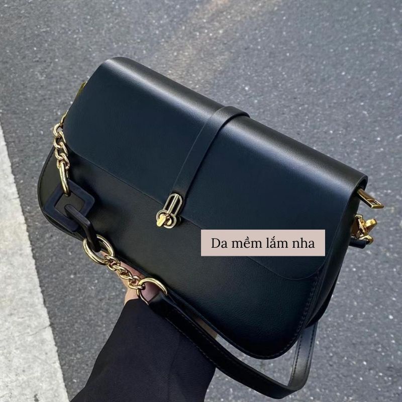 Túi xách nữ đeo vai khóa cài da mềm size vừa đựng đồ thoải mái hàng Quảng Châu cao cấp jumito