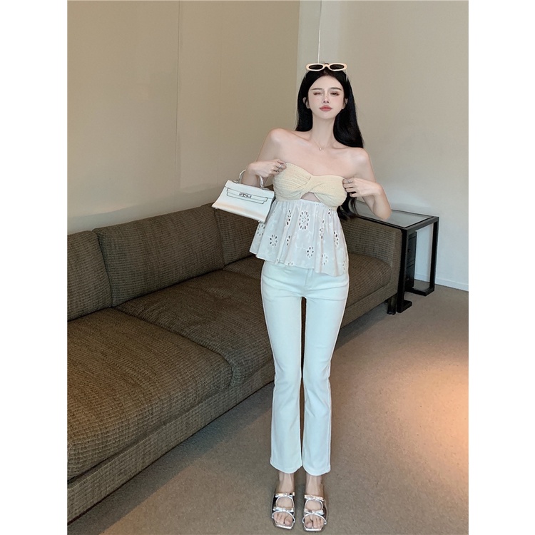 Cocory vn Áo Ống Dệt Kim Hở Lưng Quyến Rũ Thời Trang Mùa Hè Cho Nữ