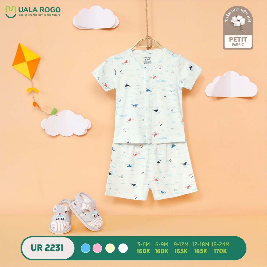 [Sale đồng giá] UR2231 Bộ cộc tay cúc giữa UalaRogo petit họa tiết (3-24M)