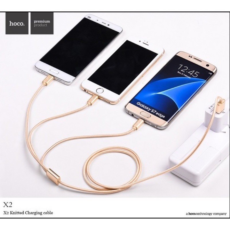 ✔️CHÍNH HÃNG ✔️Cáp sạc nhanh HOCO X2 3 đầu (3in1) lightning/typec/USB micro dây dù siêu bền chống đứt , chống rối BH 12T