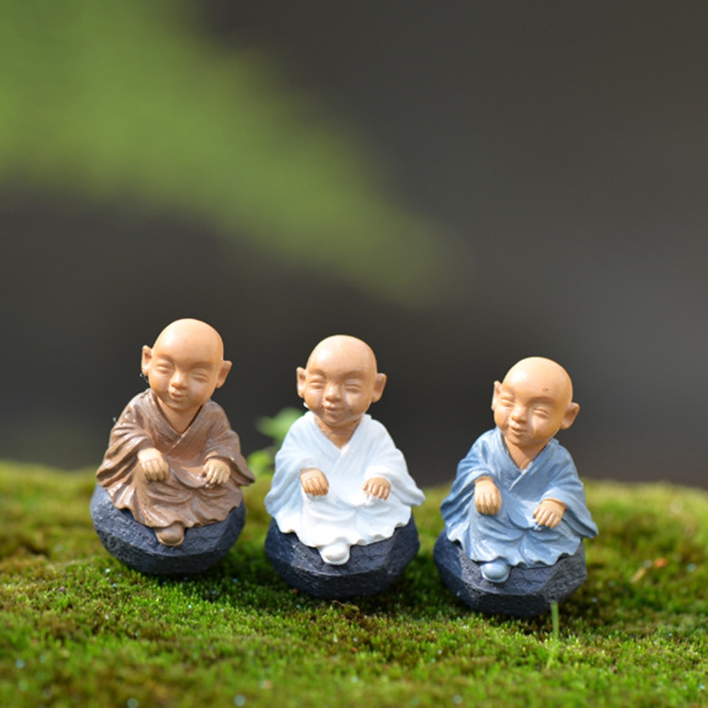 [Hot]❋ Bộ 4 Tượng Chú Tiểu Hoạt Hình Dễ Thương Dùng Trang Trí