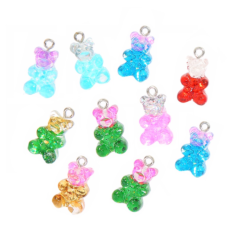 Phụ kiện BEADIA hình gấu Gummy bằng nhựa resin nhiều màu dễ thương dùng làm đồ trang sức/ dây chuyền/ móc khóa diy