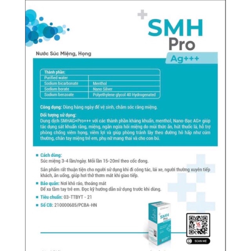 NƯỚC SÚC HỌNG SMH PRO AG+++