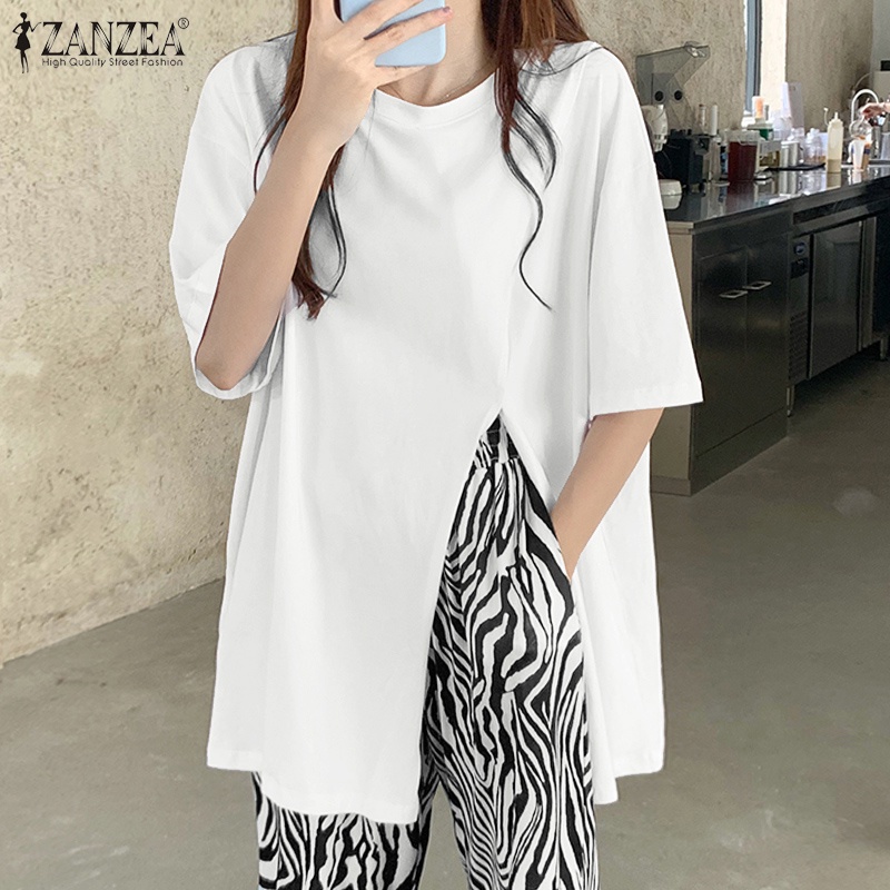 Set đồ 2 mảnh Zanzea gồm áo thun tay ngắn cổ tròn kèm quần dài lưng thun thời trang cá tính cho nữ
