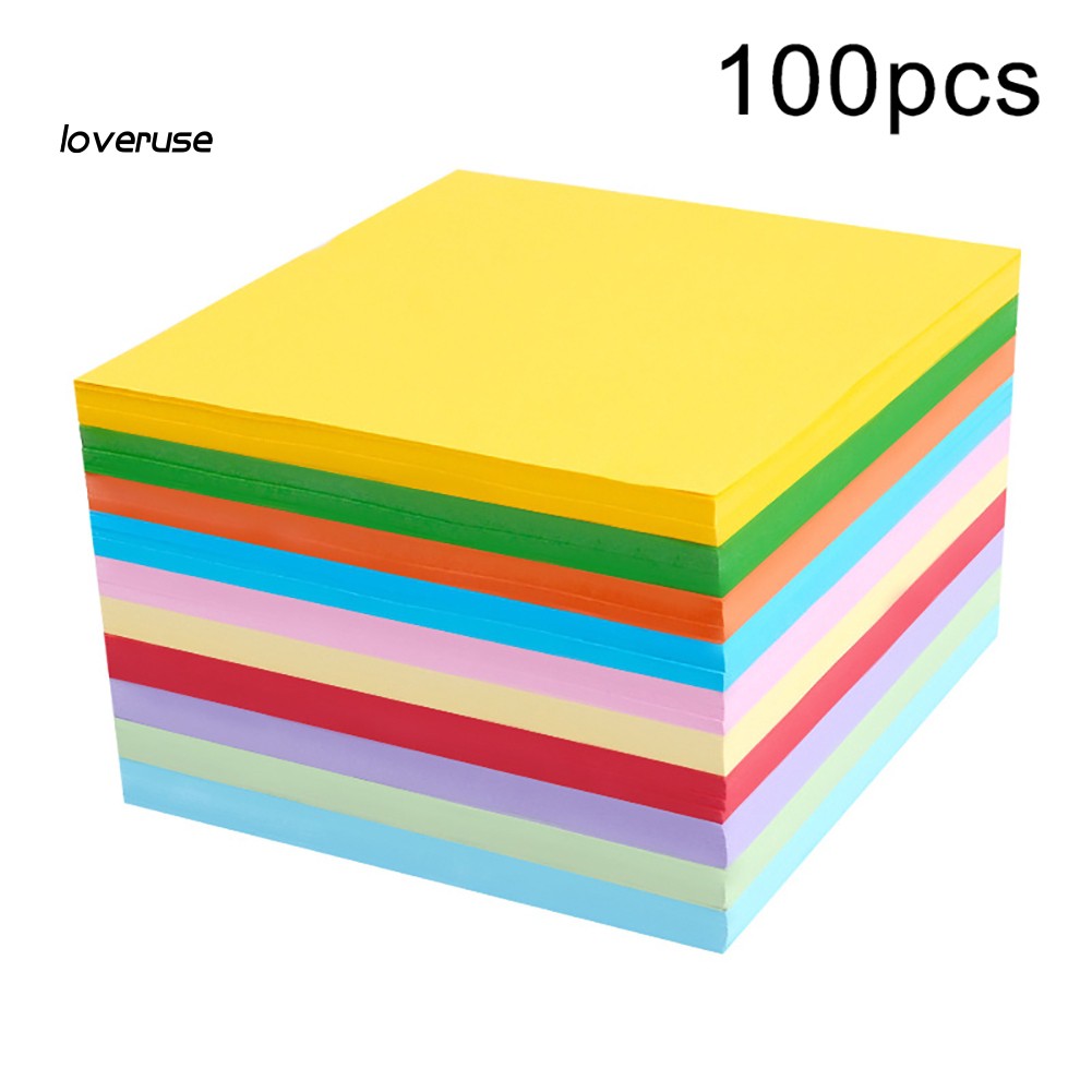 Xấp 100 giấy vuông xếp origami nhiều màu sắc