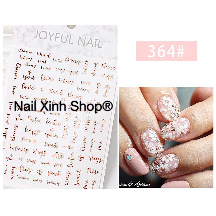 Nail sticker chữ màu gold, phụ kiện nail chuyên dụng, nail art