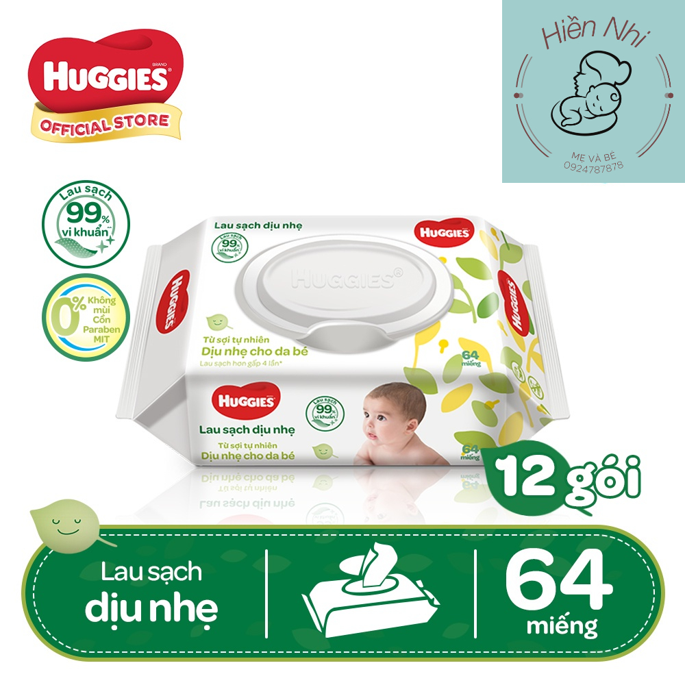 Khăn giấy ướt Huggies 64 tờ Không mùi, 72 tờ có mùi