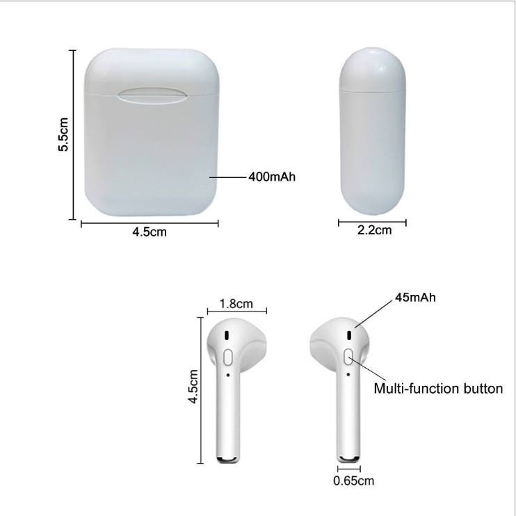 Tai nghe Bluetooth không dây Inpods i12 Cho Iphone / Android cảm ứng đa điểm | Vỏ bảo vệ Bao đựng Case Airpod 1/2