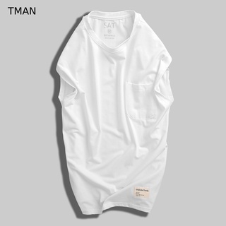 Áo tank top, áo ba lỗ có túi cao cấp màu trắng - tman