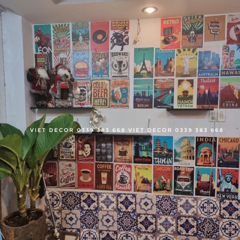 Decal Decor Vintage Poster Trang trí Tường, Nội thất Quầy Bar - Decor Shop, Cửa hàng, Tiệm trà chanh | BigBuy360 - bigbuy360.vn