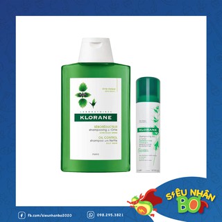 Set Dầu Gội Klorane L'ortie 400ml Xanh Lá Tặng Kèm Dầu Gội Khô Klorane Shampoing Sec A L'Ortie 50ml
