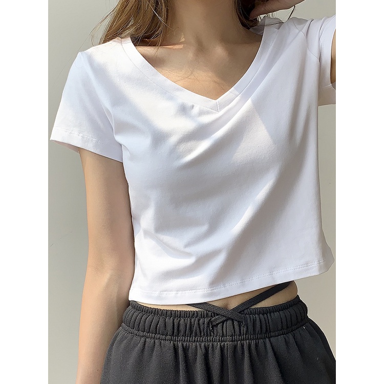 Áo Thun Nữ Bigsize Cổ Tim Phom Croptop Lên Phom Cực Xinh Mã A36