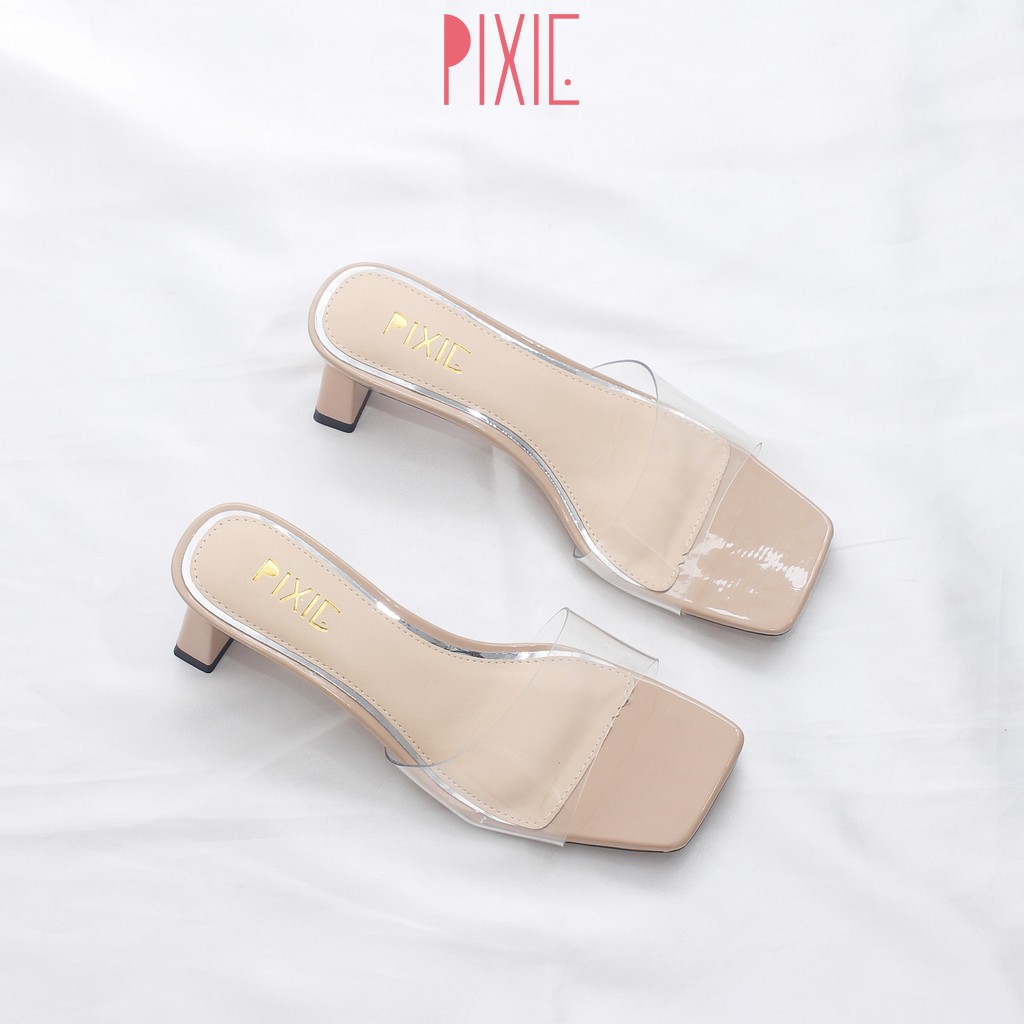 Guốc Cao Gót 4cm Quai Trong Mica Pixie X453