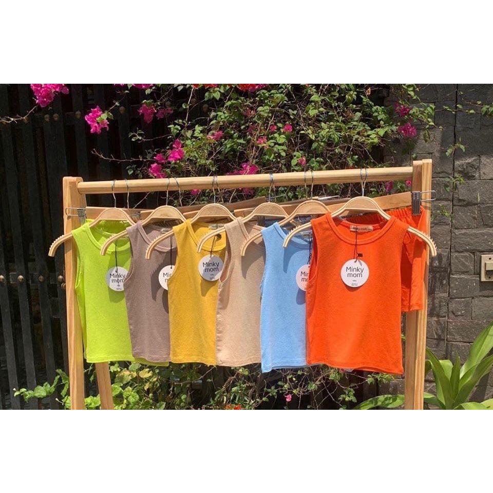 Bộ cộc tay ba lỗ MINKY MOM CHÍNH HÃNG trơn cho bé trai bé gái size từ 8 - 28 kg (SP33)