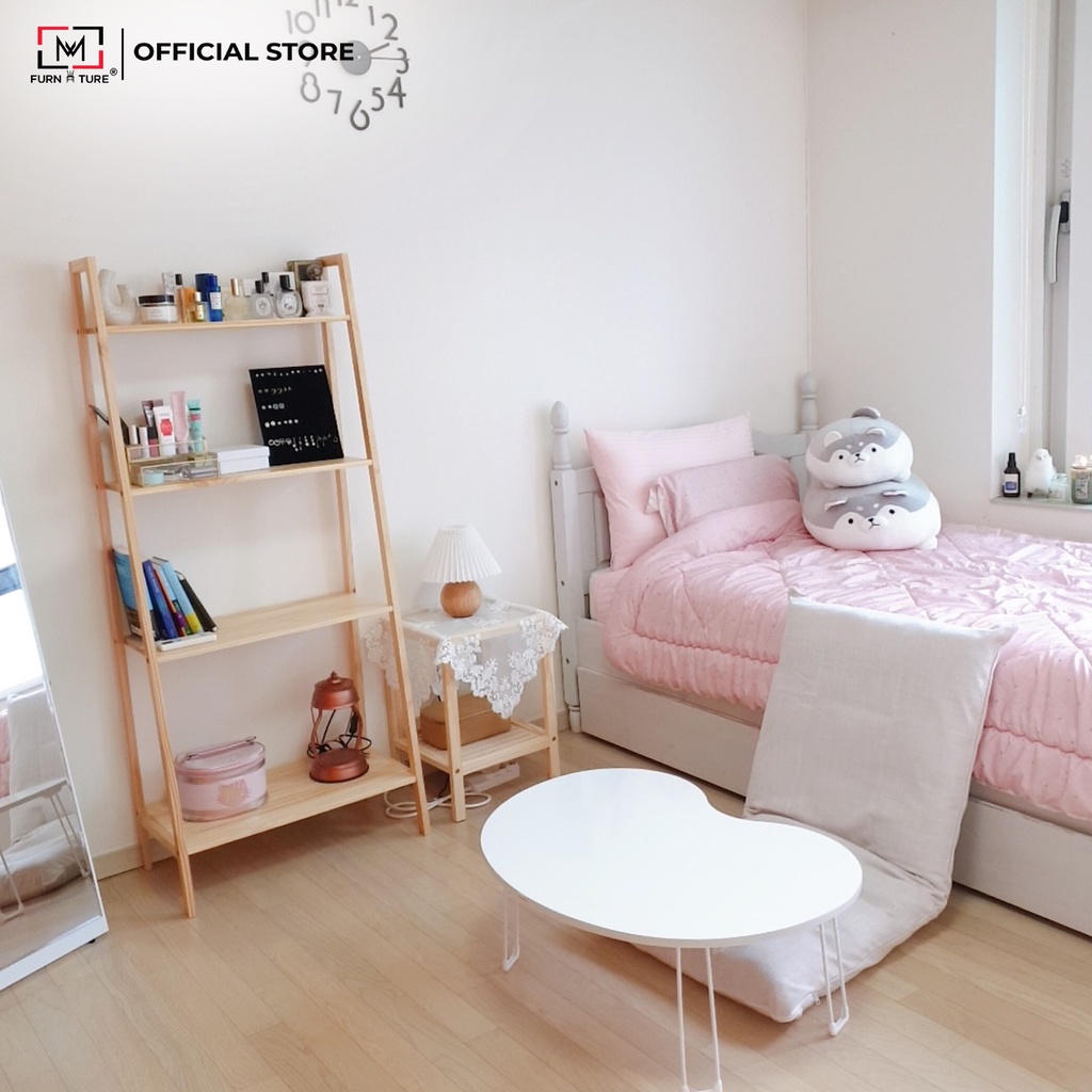 Kệ sách gỗ đa năng lắp ráp 4 tầng màu gỗ thương hiệu MW FURNITURE - Nội thất trang trí