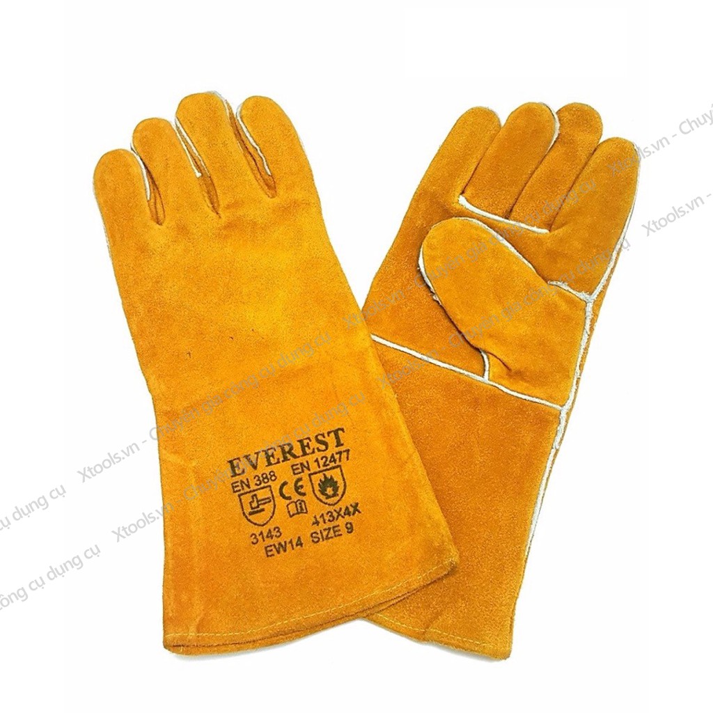Găng tay hàn Everest EW14 Bao tay hàn da lộn, chống cháy, chịu nhiệt/tia lửa văng bắn, lớp lót chống hầm bí - XTOOLs